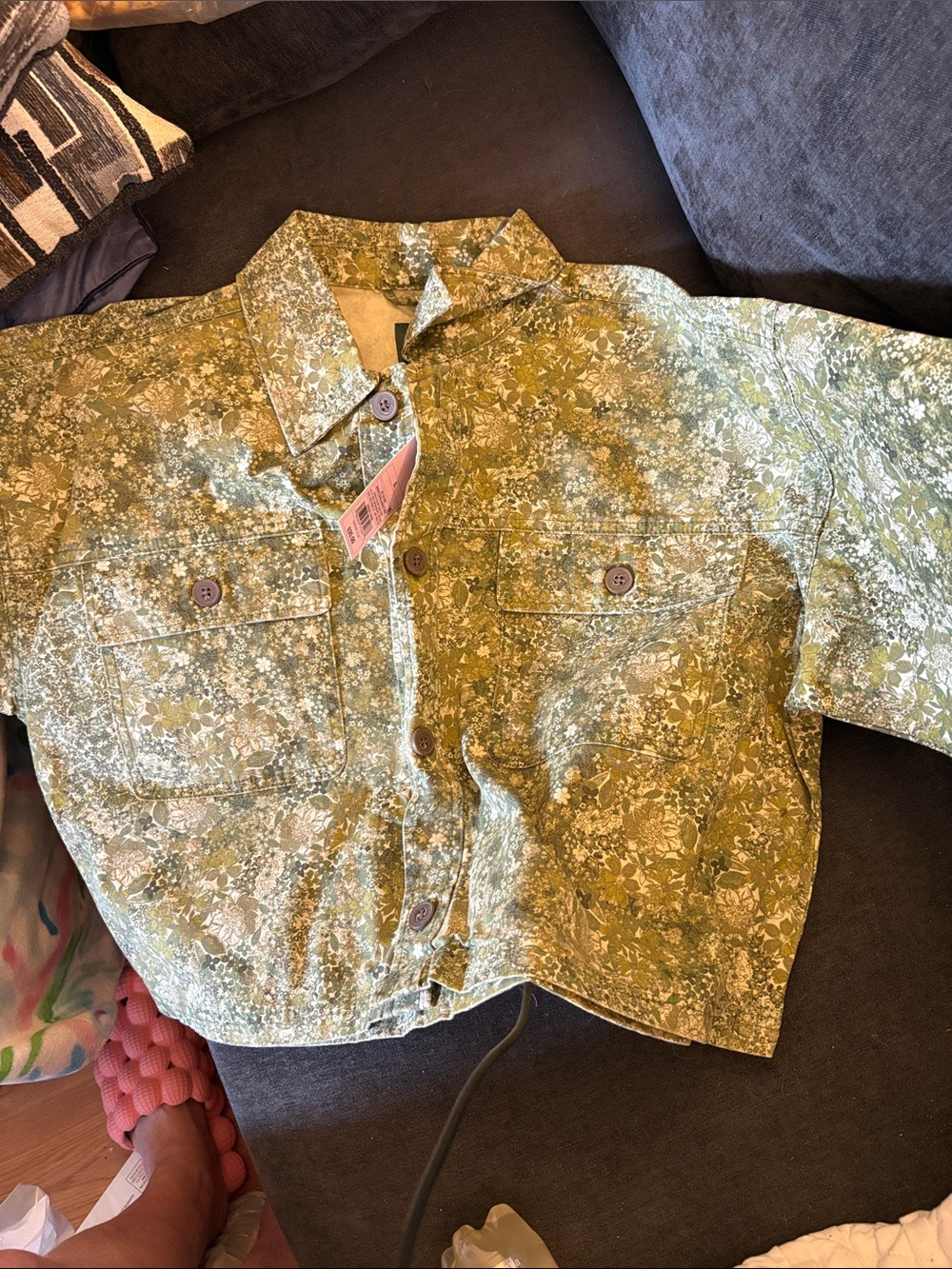 wild fable Olive Green Floral Button-Front Jacket